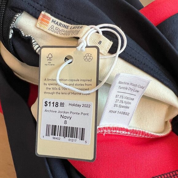 Marine Layer Archive Jordan Ponte Pant Sz 8 in Navy - Picture 6 of 9